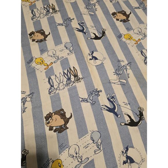 Vintage Looney Tunes Flat Sheet 90 X 68 1996 Warner Bros Bugs Bunny Taz Daffy - Picture 7 of 10